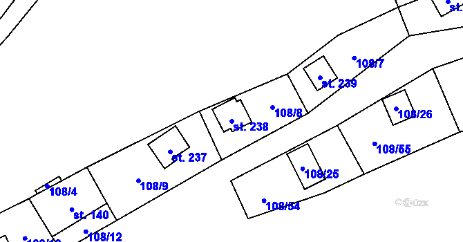 Parcela st. 238 v KÚ Sedlice u Želivi, Katastrální mapa