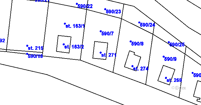 Parcela st. 271 v KÚ Sedlice u Želivi, Katastrální mapa