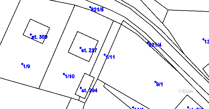Parcela st. 1/11 v KÚ Sedlice u Želivi, Katastrální mapa