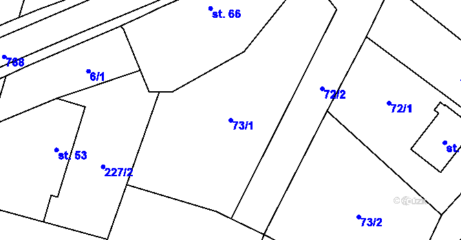 Parcela st. 73/1 v KÚ Sedlice u Želivi, Katastrální mapa