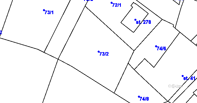 Parcela st. 73/2 v KÚ Sedlice u Želivi, Katastrální mapa