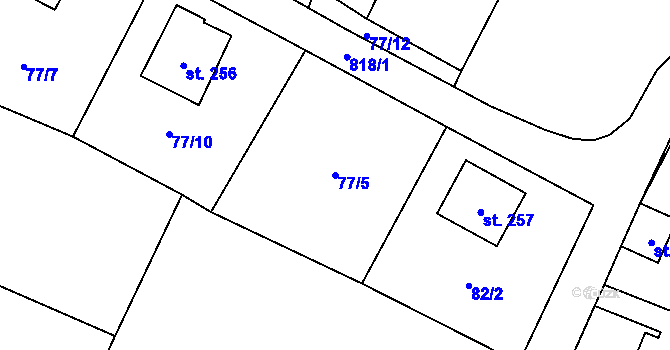 Parcela st. 77/5 v KÚ Sedlice u Želivi, Katastrální mapa
