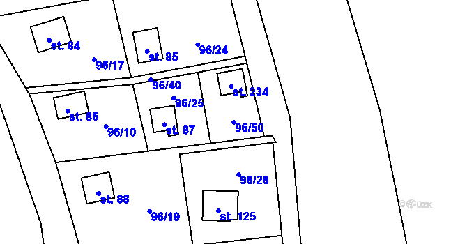 Parcela st. 96/50 v KÚ Sedlice u Želivi, Katastrální mapa