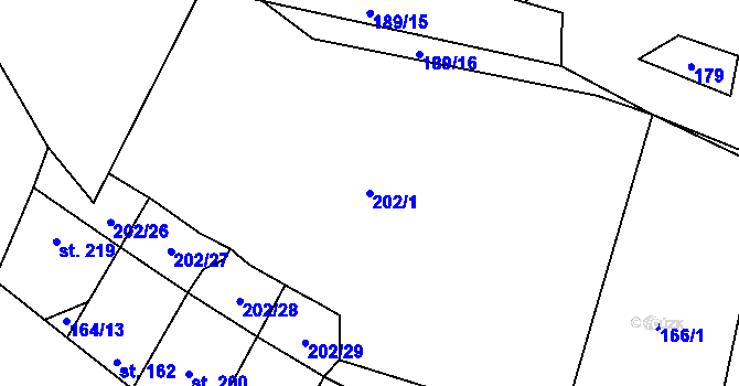Parcela st. 202/1 v KÚ Sedlice u Želivi, Katastrální mapa