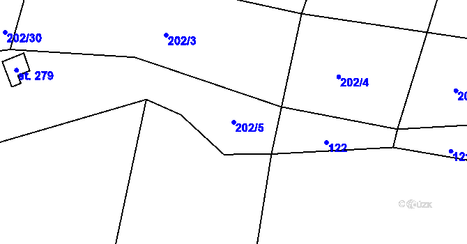 Parcela st. 202/5 v KÚ Sedlice u Želivi, Katastrální mapa