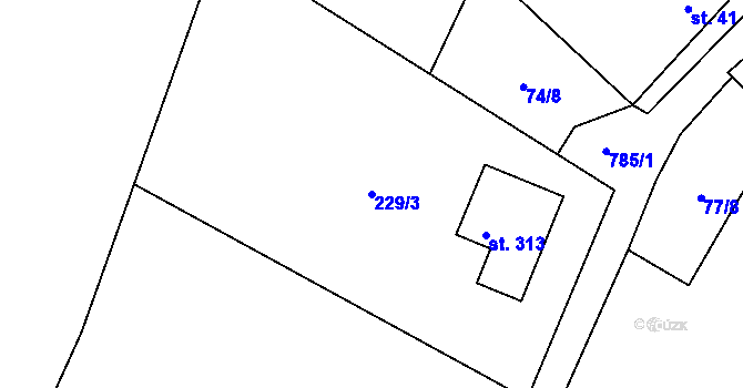 Parcela st. 229/3 v KÚ Sedlice u Želivi, Katastrální mapa
