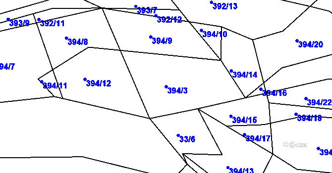 Parcela st. 394/3 v KÚ Sedlice u Želivi, Katastrální mapa