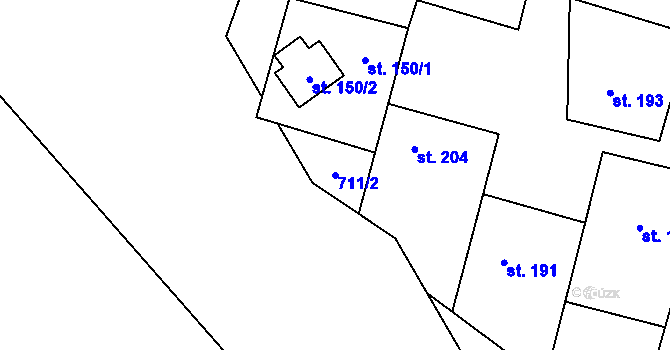 Parcela st. 711/2 v KÚ Sedlice u Želivi, Katastrální mapa