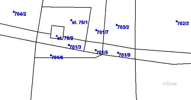 Parcela st. 701/5 v KÚ Sedlice u Želivi, Katastrální mapa