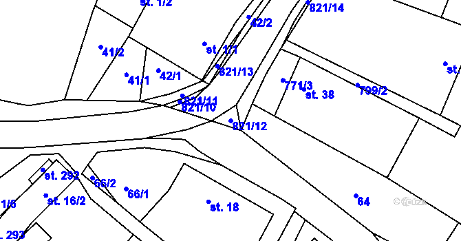 Parcela st. 821/12 v KÚ Sedlice u Želivi, Katastrální mapa