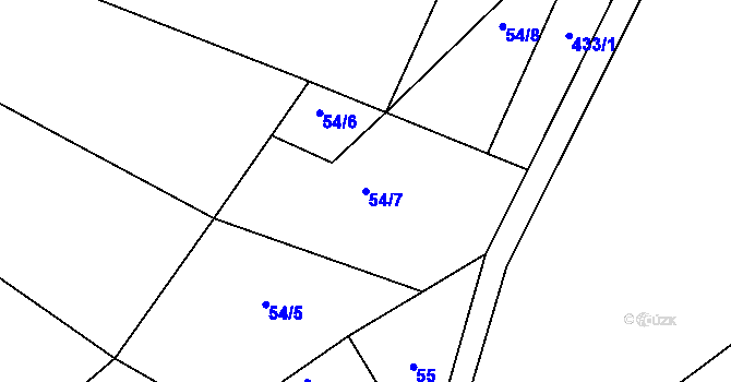 Parcela st. 54/7 v KÚ Sedlice u Želivi, Katastrální mapa