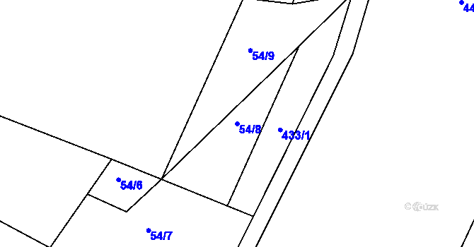 Parcela st. 54/8 v KÚ Sedlice u Želivi, Katastrální mapa