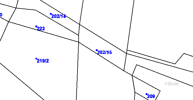 Parcela st. 202/15 v KÚ Sedlice u Želivi, Katastrální mapa