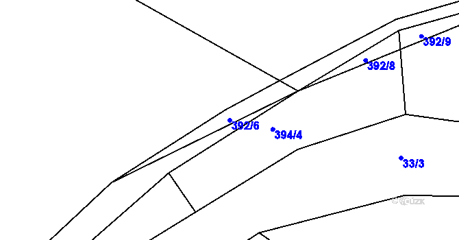 Parcela st. 392/6 v KÚ Sedlice u Želivi, Katastrální mapa