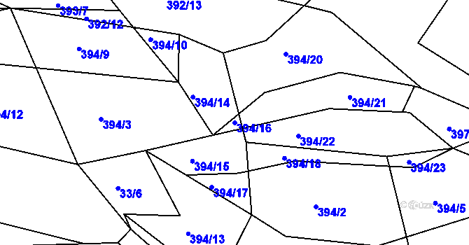 Parcela st. 394/16 v KÚ Sedlice u Želivi, Katastrální mapa