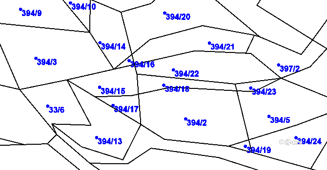 Parcela st. 394/18 v KÚ Sedlice u Želivi, Katastrální mapa