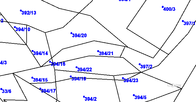 Parcela st. 394/21 v KÚ Sedlice u Želivi, Katastrální mapa