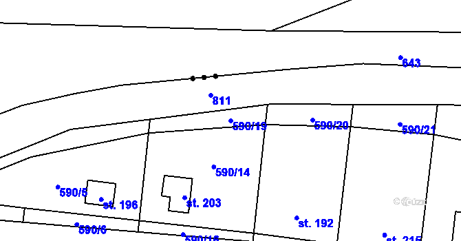 Parcela st. 590/19 v KÚ Sedlice u Želivi, Katastrální mapa