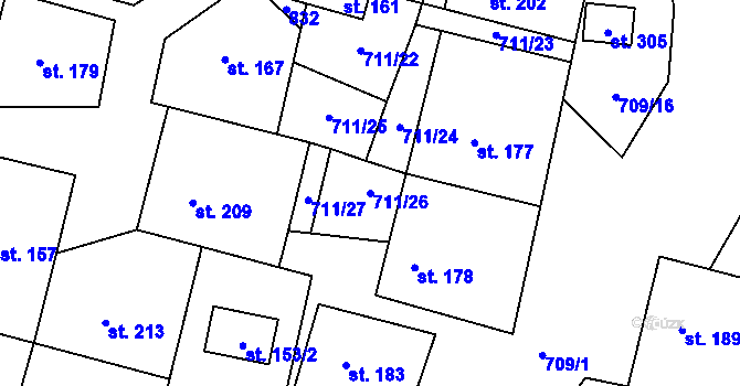 Parcela st. 711/26 v KÚ Sedlice u Želivi, Katastrální mapa