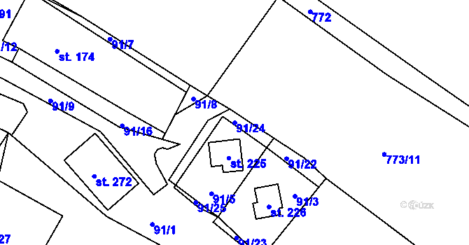 Parcela st. 91/24 v KÚ Sedlice u Želivi, Katastrální mapa