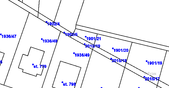 Parcela st. 2015/19 v KÚ Sedlice u Blatné, Katastrální mapa