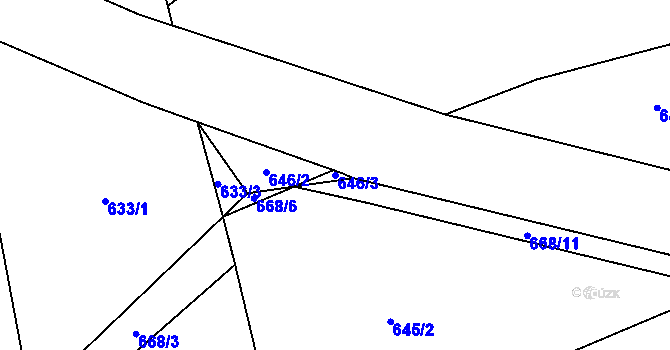 Parcela st. 646/3 v KÚ Sedlice u Blatné, Katastrální mapa