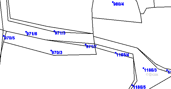Parcela st. 971/7 v KÚ Sedlice u Blatné, Katastrální mapa