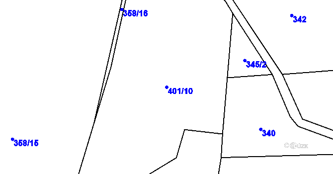 Parcela st. 401/10 v KÚ Sedlice u Blatné, Katastrální mapa