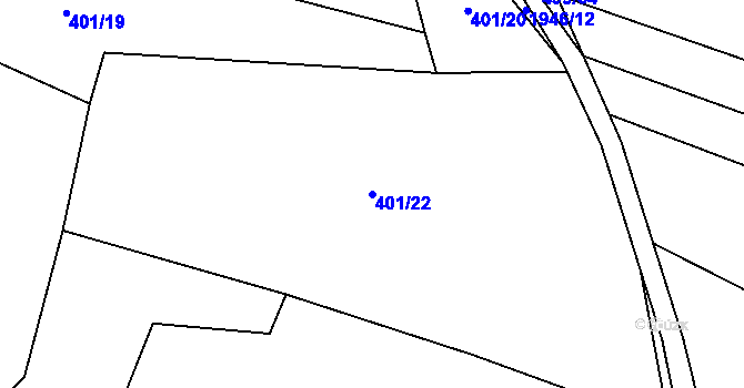 Parcela st. 401/22 v KÚ Sedlice u Blatné, Katastrální mapa