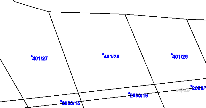 Parcela st. 401/28 v KÚ Sedlice u Blatné, Katastrální mapa