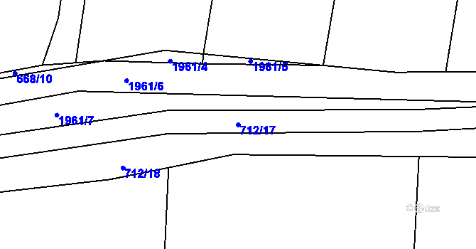 Parcela st. 712/17 v KÚ Sedlice u Blatné, Katastrální mapa