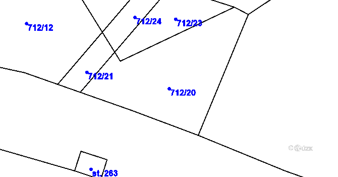 Parcela st. 712/20 v KÚ Sedlice u Blatné, Katastrální mapa