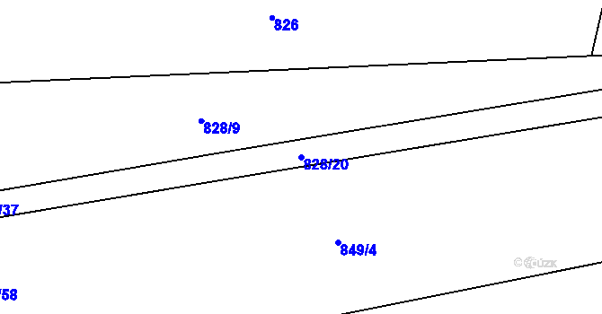 Parcela st. 828/20 v KÚ Sedlice u Blatné, Katastrální mapa