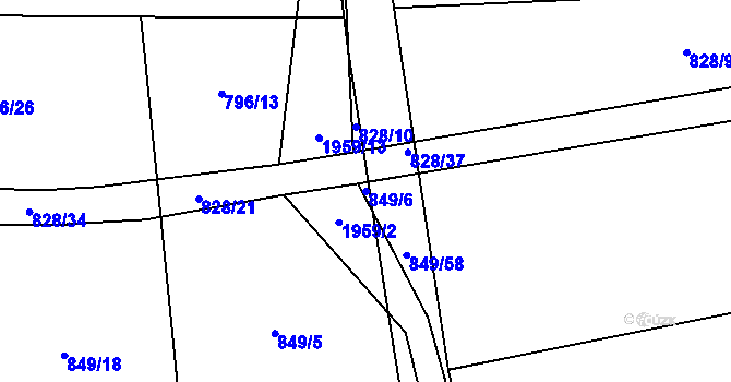 Parcela st. 849/6 v KÚ Sedlice u Blatné, Katastrální mapa