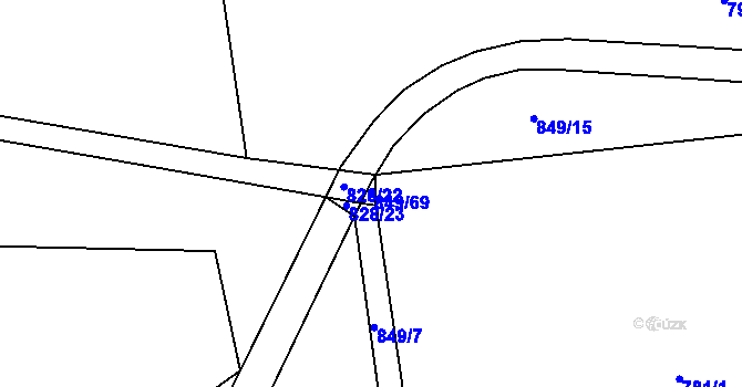 Parcela st. 849/69 v KÚ Sedlice u Blatné, Katastrální mapa