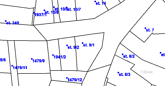 Parcela st. 9/1 v KÚ Sedlice u Blatné, Katastrální mapa