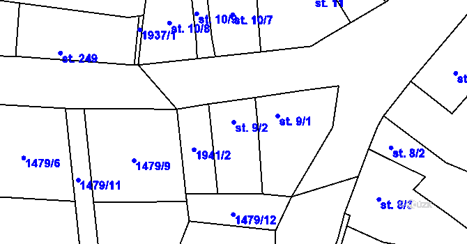 Parcela st. 9/2 v KÚ Sedlice u Blatné, Katastrální mapa