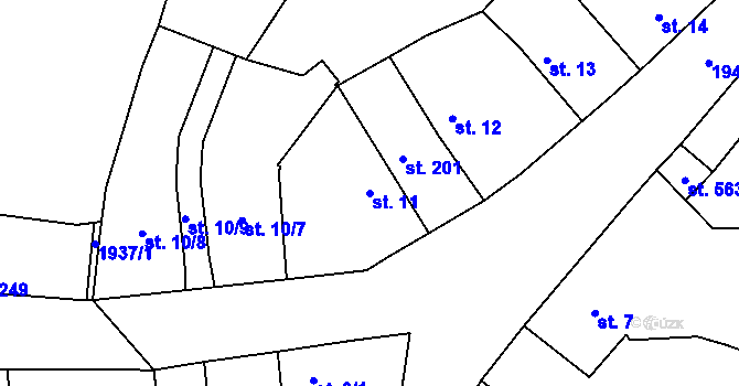 Parcela st. 11 v KÚ Sedlice u Blatné, Katastrální mapa