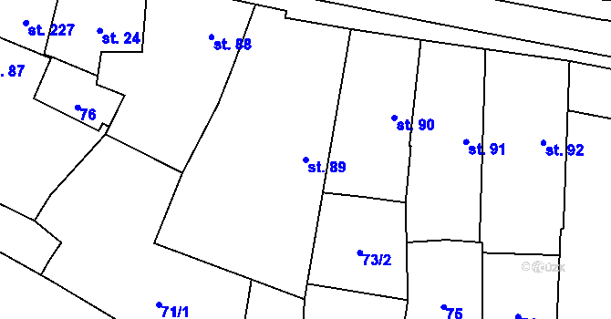 Parcela st. 89 v KÚ Sedlice u Blatné, Katastrální mapa
