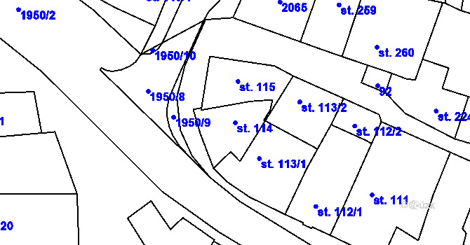 Parcela st. 114 v KÚ Sedlice u Blatné, Katastrální mapa