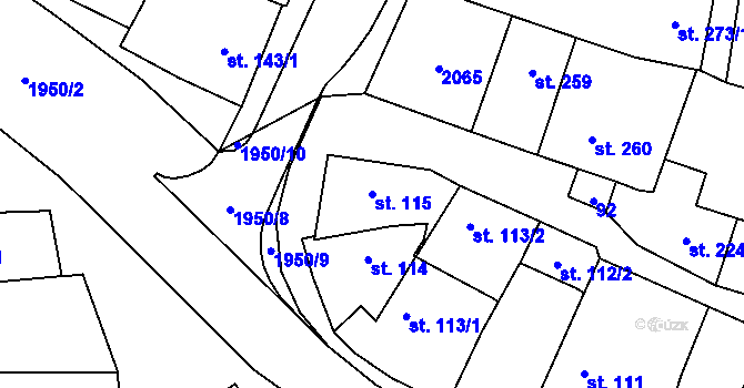Parcela st. 115 v KÚ Sedlice u Blatné, Katastrální mapa