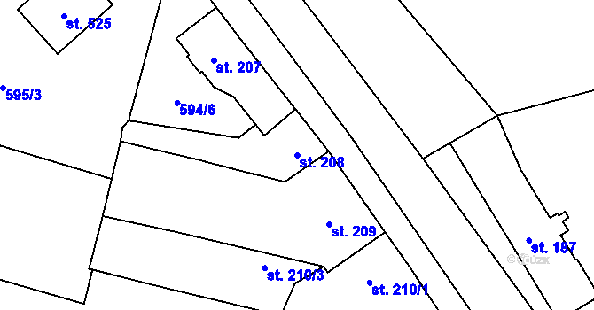Parcela st. 208 v KÚ Sedlice u Blatné, Katastrální mapa