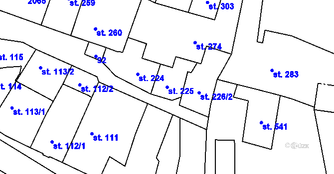 Parcela st. 225 v KÚ Sedlice u Blatné, Katastrální mapa