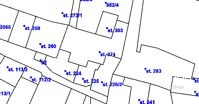 Parcela st. 274 v KÚ Sedlice u Blatné, Katastrální mapa