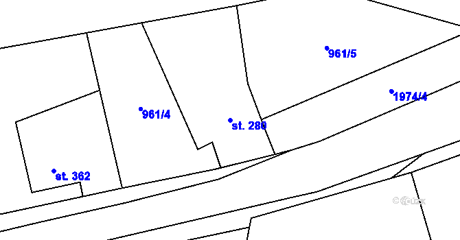 Parcela st. 280 v KÚ Sedlice u Blatné, Katastrální mapa