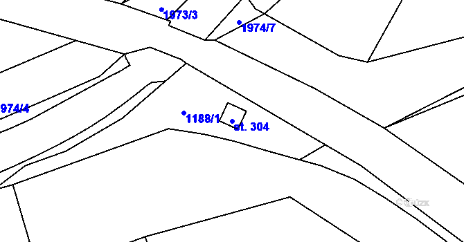 Parcela st. 304 v KÚ Sedlice u Blatné, Katastrální mapa