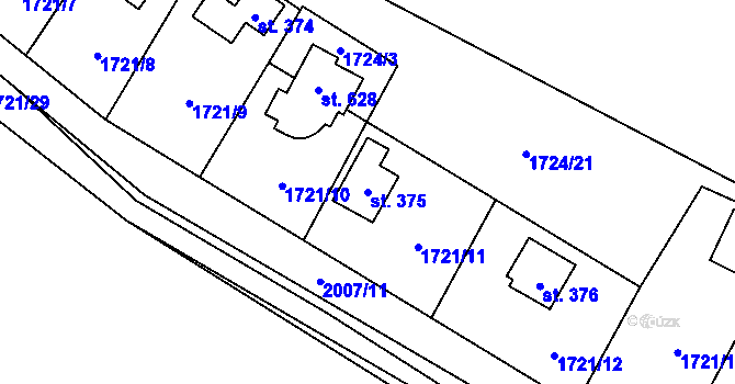 Parcela st. 375 v KÚ Sedlice u Blatné, Katastrální mapa
