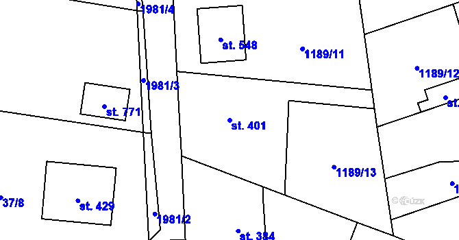 Parcela st. 401 v KÚ Sedlice u Blatné, Katastrální mapa