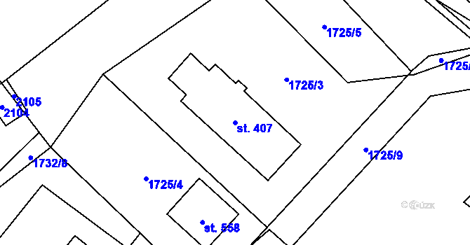 Parcela st. 407 v KÚ Sedlice u Blatné, Katastrální mapa