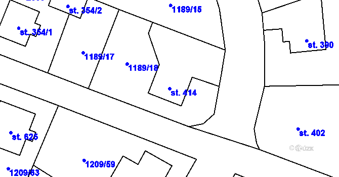 Parcela st. 414 v KÚ Sedlice u Blatné, Katastrální mapa